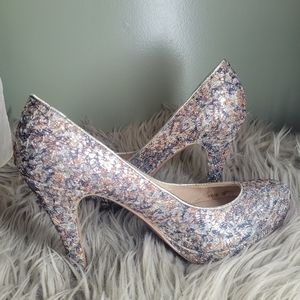 Nine West Sparkly Wedding Stilettos Heels Evening Gown Gala Holiday Shoes